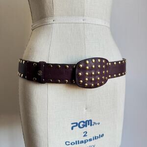 ROBERTO CAVALLI Authentic Studded Purple Leather Belt